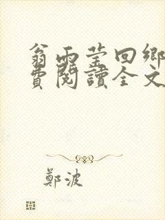 翁雨莹回乡下免费阅读全文