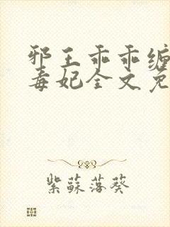 邪王乖乖缠药神毒妃全文免费阅读