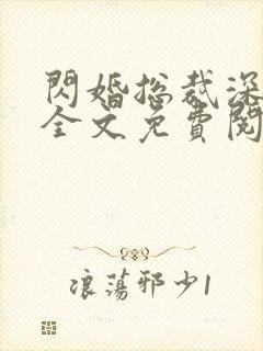 闪婚总裁深度爱全文免费阅读全文封面
