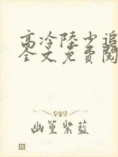 高冷陆少追妻路全文免费阅读封面
