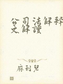 公司法解释五全文解读