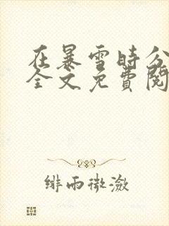 在暴雪时分小说全文免费阅读无弹窗