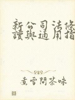 新公司法条文解读与适用指引