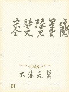 宋辞陆星晚小说全文免费阅读