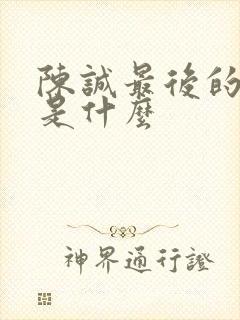 陈诚最后的结局是什么封面