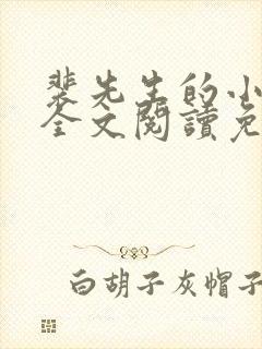 裴先生的小甜妻全文阅读免费