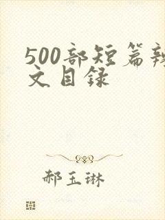 500部短篇辣文目录封面