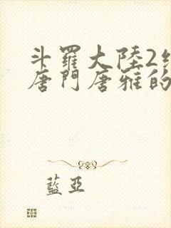 斗罗大陆2绝世唐门唐雅的身份