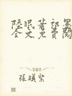 陆眠萧祁墨小说全文免费阅读
