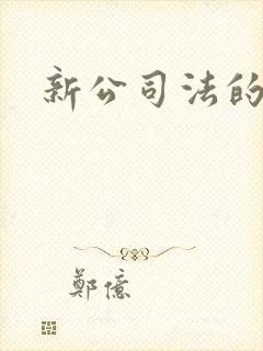 新公司法的解读