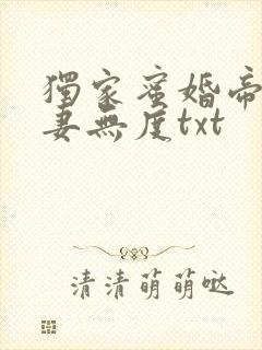 独家蜜婚帝少宠妻无度txt