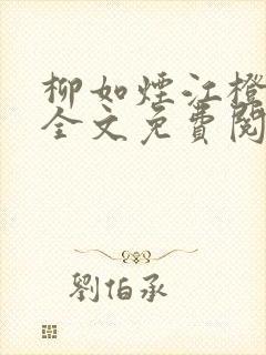 柳如烟江橙小说全文免费阅读封面