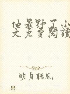 他最野了小说全文免费阅读无弹窗