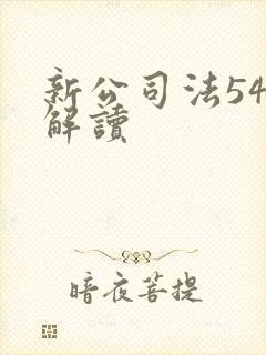 新公司法54条解读