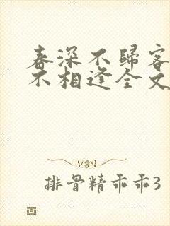 春深不归客清梦不相逢全文免费阅读封面