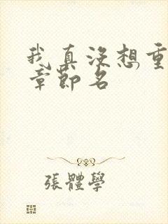我真没想重生啊章节名封面