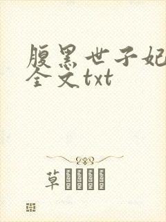 腹黑世子妃日常全文txt