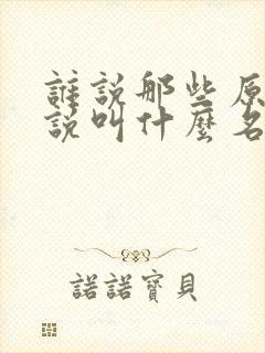 谁说那些原著小说叫什么名字封面