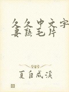 久久中文字幕人妻熟毛片