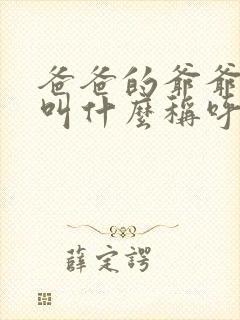 爸爸的爷爷应该叫什么称呼