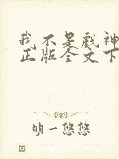 我不是戏神小说正版全文下载