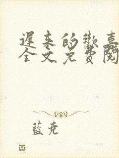 迟来的欢喜小说全文免费阅读