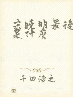宋晓明最后结局是什么