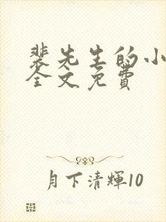裴先生的小甜妻全文免费封面