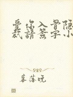 爱你入骨隐婚总裁请签字小说内容