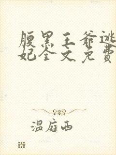 腹黑王爷逃跑王妃全文免费阅读