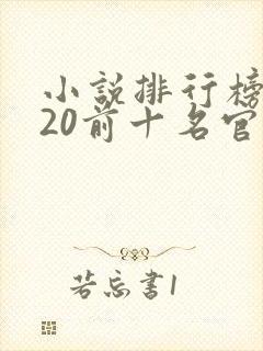 小说排行榜2020前十名官场