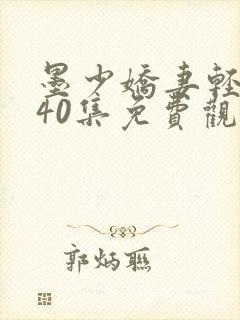 墨少娇妻轻轻宠40集免费观看全文