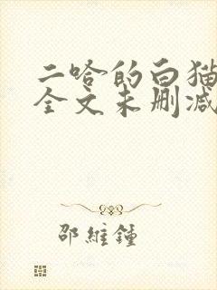 二哈的白猫师尊全文未删减封面