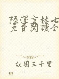 陆泽言林七小说免费阅读全文无弹窗