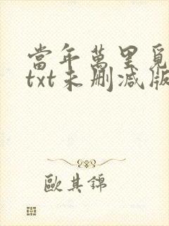 当年万里觅封侯txt未删减版