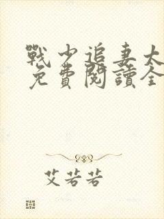 战少追妻太辛苦免费阅读全文