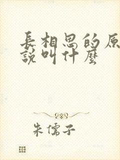 长相思的原著小说叫什么
