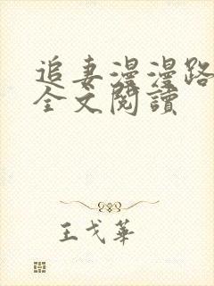 追妻漫漫路难逃全文阅读