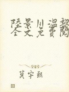 陆景川温黎小说全文免费阅读