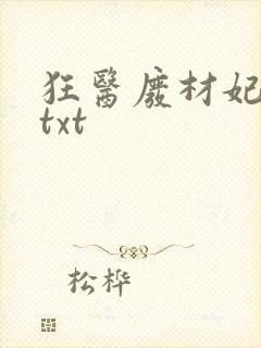 狂医废材妃下载txt