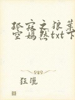 孤寂之狼叶凡司空嫣然txt下载