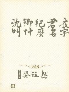 沈卿纪君夜小说叫什么名字封面