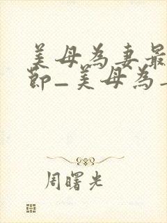 美母为妻最新章节_美母为妻全文免费
