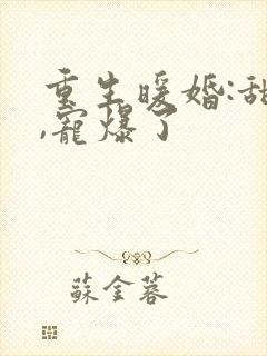 重生暖婚:甜妻,宠爆了