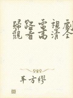 归路电视剧免费观看高清全集完整版封面