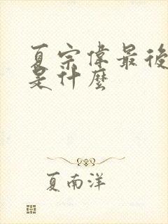 夏宗伟最后结局是什么