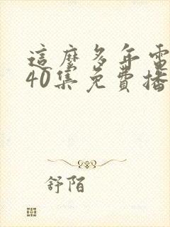 这么多年电视剧40集免费播放