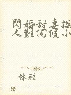 闪婚甜妻总裁大人难伺候小说