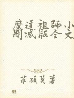 魔道祖师小说无删减版全文txt