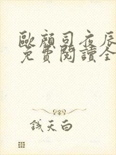 欧颜司夜辰小说免费阅读全部